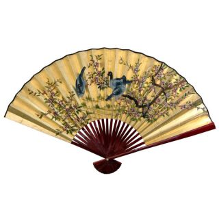 30 inch Wide Gold Leaf Birds and Flowers Fan (China)   14224841