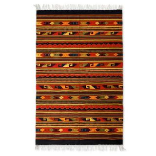 Handcrafted Traditional Zapotec Color Celebration Wool Area Rug (55