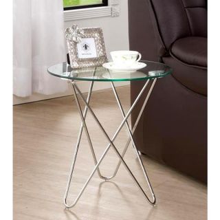 Living Room Stylish Accent Table with Glass Top