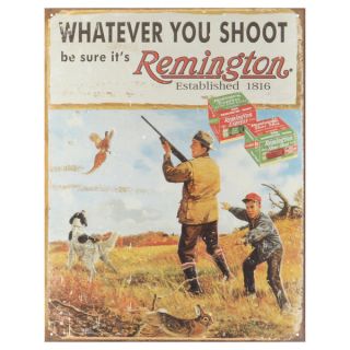 Vintage Metal Art Remington  Whatever You Shoot Decorative Tin Sign