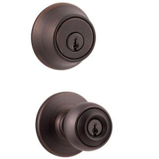 Kwikset Polo Venetian Bronze Exterior Entry Knob and Single Cylinder Deadbolt Combo Pack 690P 11P CP