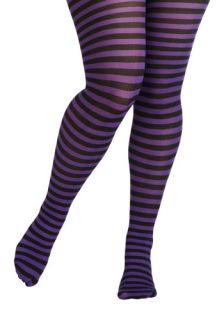 Starlet and Stripes Tights in Violet   Plus Size  Mod Retro Vintage Tights