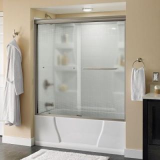 Delta Simplicity 60 in. x 58 1/8 in. Semi Framed Sliding Tub Door in Chrome with Droplet Glass 2435509