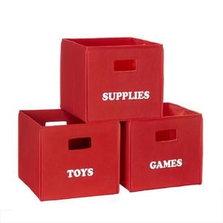 RiverRidge Kids Red Folding Storage Bin with Print   Toys