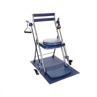 Chair Gym Exercise System with Twister Seat, Workout Ball, Handles/Ankle Straps, Mat and 6 DVDs   Blue   7848352