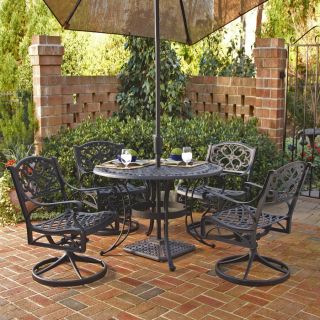 Home Styles Biscayne 5 Piece Black Aluminum Patio Dining Set