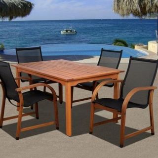 ia Indiana 5 Piece Rectangular Eucalyptus Patio Dining Set