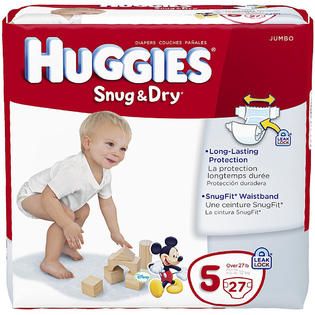 Huggies Snug & Dry Diapers, Size 5 (Over 27 lb), Disney, Jumbo, 27