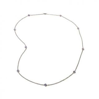 Stately Steel Colored Crystal Station Stainless Steel 36" Necklace   7795876