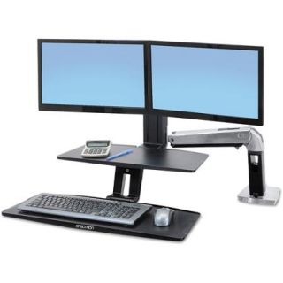 Ergotron Workfit A Sit Stand Workstation with Suspended Keyboard, Dual, Aluminum/Black