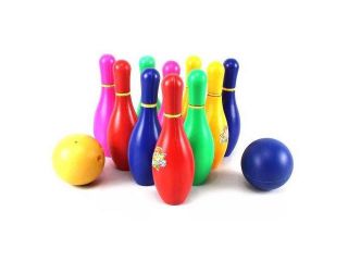 Deluxe Superstar Kid's Children's Large 12 Piece Toy Bowling Set, Comes with 10 Pins, 2 Bowling Balls