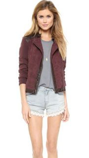 Free People Rugged Jacquard Pieced Vegan Moto Jacket