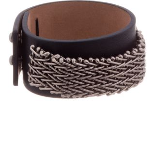 Lanvin Silver & Leather Chainmail Bracelet