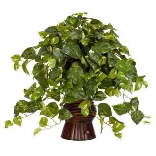 Nearly Natural 28 in. H Green Pothos with Bamboo Vase Silk Plant 6646