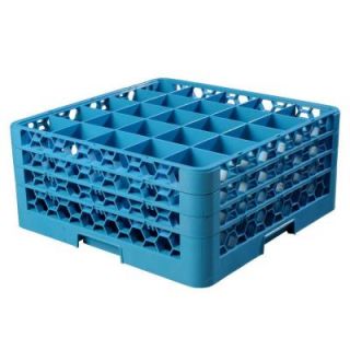 Carlisle 19.75x19.75 in. 25 Compartment 3 Extenders Glass Rack (for Glass 3.25 in. Diameter, 7.94 in. H) in Blue (Case of 2) RG25 314