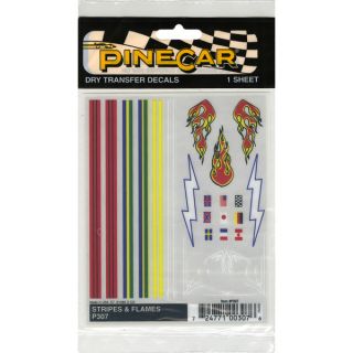 Pine Car Derby Dry Transfer Decal 4X5 Sheet Stripes & Flames