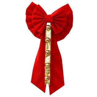 Trim A Home® Large 6 Loop Red Bow Gold Glitter Strap   Seasonal
