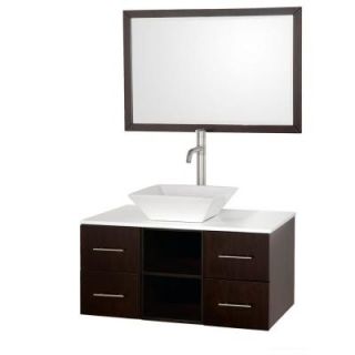 Wyndham Collection Abba 36 in. Vanity in Espresso with Glass Vanity Top in White and Mirror WCSB90036ESWHD28WH