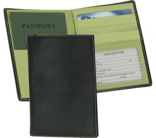 Royce Leather Passport Currency Wallet 222 5   Black/Key Lime Green Leather