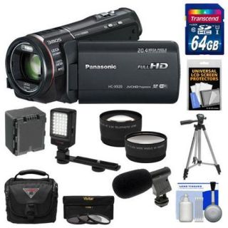 Panasonic HC X920 3MOS Ultrafine Full HD Wi Fi Video Camera Camcorder (Black) with 64GB Card + Battery + Case + Video Light + Microphone + Tripod + Tele/Wide Lens Kit