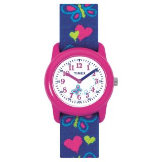 Timex T890019J Kids Analog Hearts and Butterflies Elastic Fabric
