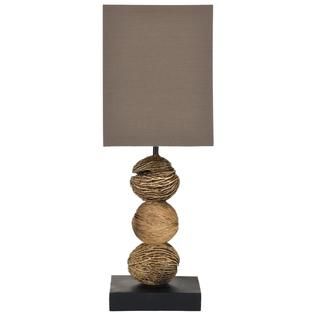 Safavieh  Mini Natural Wash 3 Round Wood Table Lamps with Brown Cotton