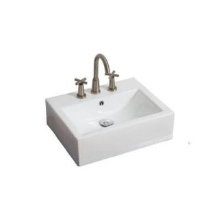 American Imaginations 20 in. W x 18 in. D Wall Mount Rectangle Vessel Sink In White Color For 8 in. o.c. Faucet 692