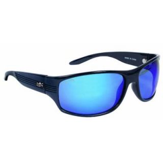Black Frame Express Sunglasses with Mirror Lenses in Blue EX1BM