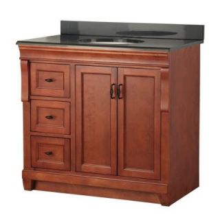 Foremost Naples 37 in. W x 22 in. D Vanity in Warm Cinnamon with Left Drawers with Colorpoint Vanity Top in Black NACACB3722DL