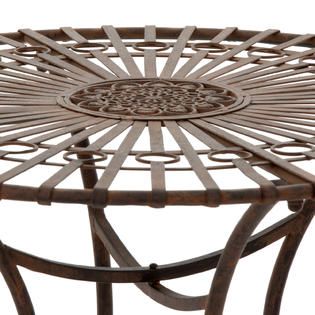 Oriental Furniture Rustic Metal Garden Table Set   Rust Patina