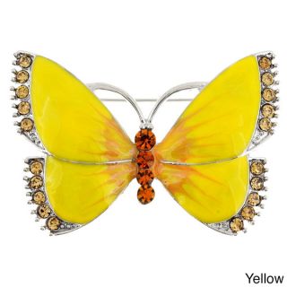 Silvertone or Goldtone Crystal and Enamel Butterfly Brooch   15293709