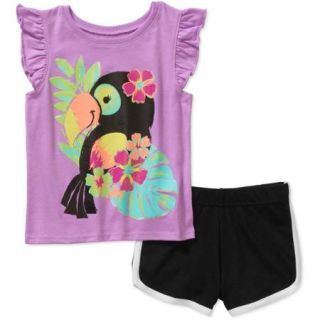Garanimals Baby Toddler Girl Short Sleeve Graphic Tee Shirt and Dolphin Short Outfit Set