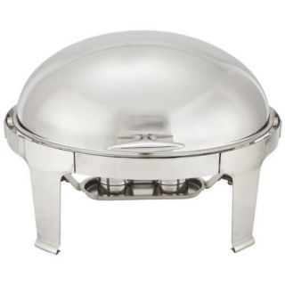 Winco 7 quart 'Madison' Stainless Steel Oval Roll top Chafing Dish