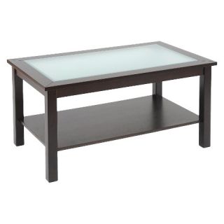 Bay Shore Collection Rectangular Glass Top Coffee Table with Shelf