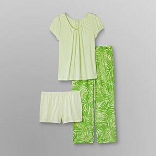 Jaclyn Smith 3 Piece Womens Pajamas   Palm Leaf   Clothing, Shoes