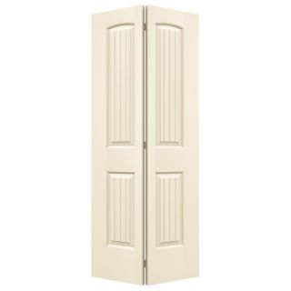 ReliaBilt Cream N Sugar Hollow Core 2 Panel Round Top Plank Bi Fold Closet Interior Door (Common 36 in x 80 in; Actual 35.5 in x 79 in)