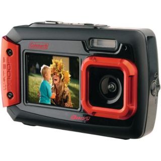 Coleman 2V9WP Duo2 Dual Screen Waterproof 20MP Digital Camera, Red