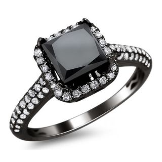 Noori 18k Black Gold 2 1/4ct TDW Black and White Diamond Halo Ring (F