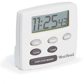 West Bend Single Channel Timer with Clock, White