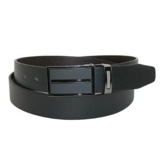 CTM&#174; Size Small Mens Leather Reversible Belt with Plaque Buckle, Black