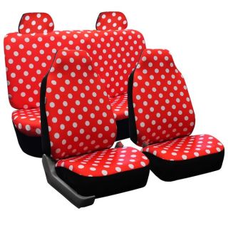 FH Group Red Polka Dots Car Seat Covers Front High Back Buckets and