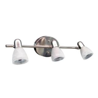 HomeSelects 3 Light Brushed Nickel Vanity Light with Alabaster Glass 7533