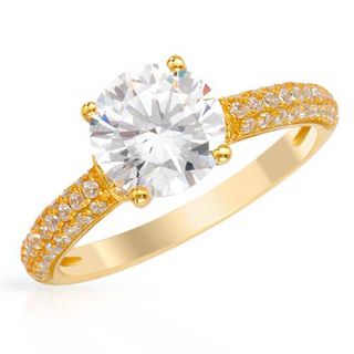 55 carat Cubic Zirconia Gold plated Silver Ring   Shopping