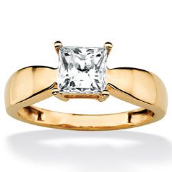 PalmBeach CZ 10k Yellow Gold Princess cut Cubic Zirconia Solitaire