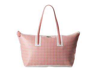 lacoste l 12 12 concept mosaic large horizontal tote strawberry pink white