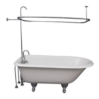Barclay Products 5 ft. Cast Iron Ball and Claw Feet Roll Top Tub in White with Polished Chrome Accessories TKCTR60 CP1