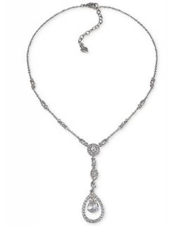 Carolee Silver Tone Crystal Pendant Y Necklace   Jewelry & Watches