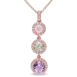 Miadora Rose Plated Silver Multi gemstone Necklace   17559816