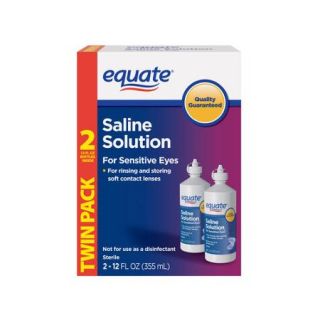 Equate Saline Solution for Sensitive Eyes Twin Pack, 12 fl oz, 2 count