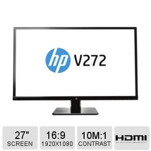 HP 27 V272 LED Monitor   1920 x 1080, Full HD, IPS, 10,000,0001, 7ms, HDMI, DVI, VGA,  ENERGY STAR, Black   M4B78A8#ABA